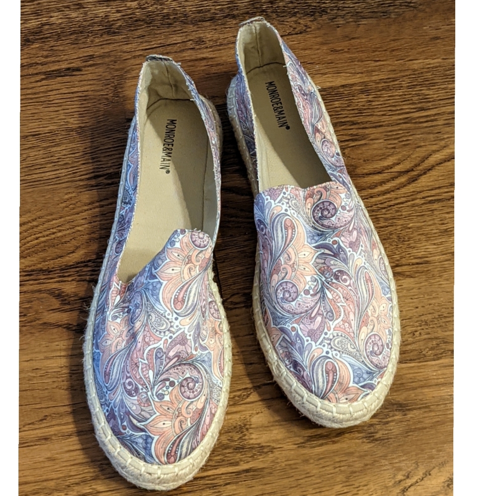 Monroe & Main Espadrille Paisley Slides Size 11.5